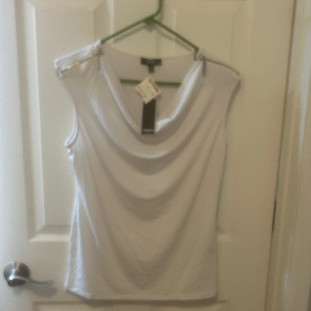 Premise White Cowl Neck Sleeveless Blouse